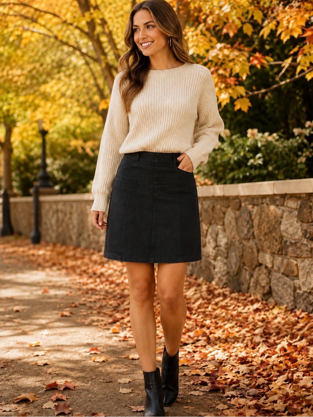 Tall Girl brand black denim skort
